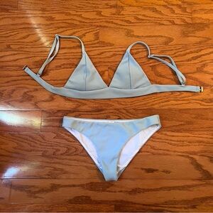Shein size small baby blue plunge two piece swimsuit suit.